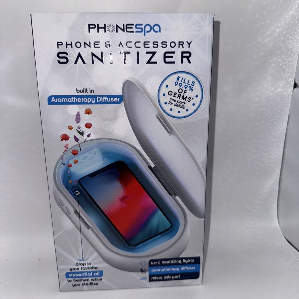 PhoneSpa Phone/Accessory Sanitizer~C-UV Lights ~ Kills 99% Germs w/Aroma Therapy